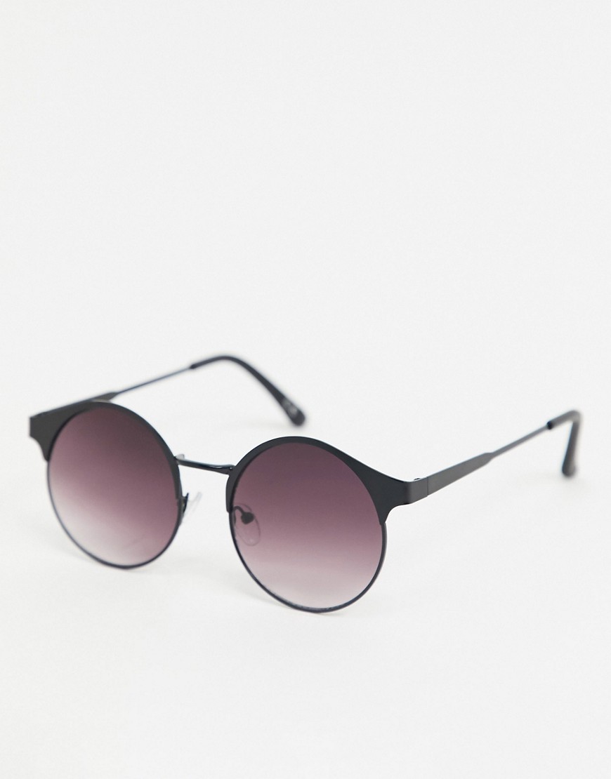 ASOS DESIGN round sunglasses in matte black metal with smoke lens