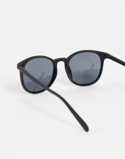 Matte black shop round sunglasses