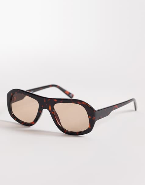 ASOS DESIGN round sunglasses in tortoise frame with brown lens - view 1