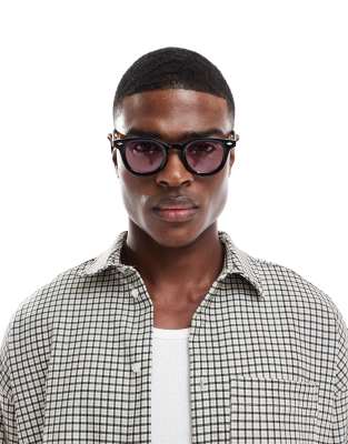 ASOS DESIGN ASOS DESIGN round sunglasses in tortoise shell with pink lens-Brown