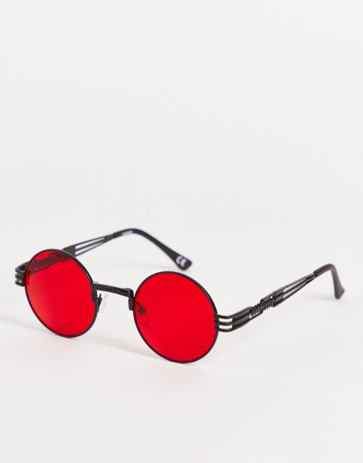 Round red hotsell tinted sunglasses