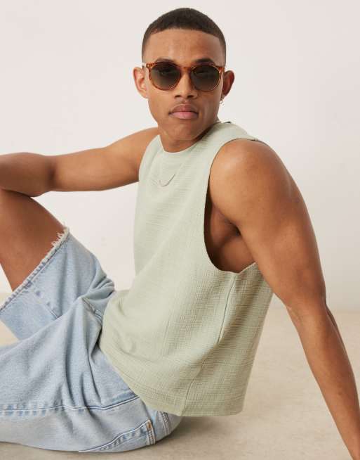 ASOS DESIGN round sunglasses with green gradient lens and tortoiseshell frame
