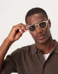 [ASOS DESIGN] ASOS DESIGN round sunglasses with light smoke lens and white frame No Size WHITE