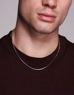 Asos Design Rounded Snakechain Necklace In Metallic