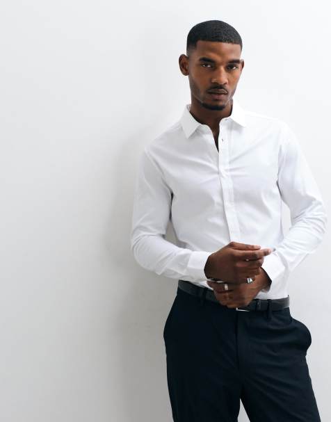 ASOS DESIGN royal oxford slim shirt in white - view 1