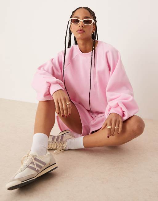 ASOS DESIGN – Różowa bluza dresowa z balonowymi rękawami, część zestawu