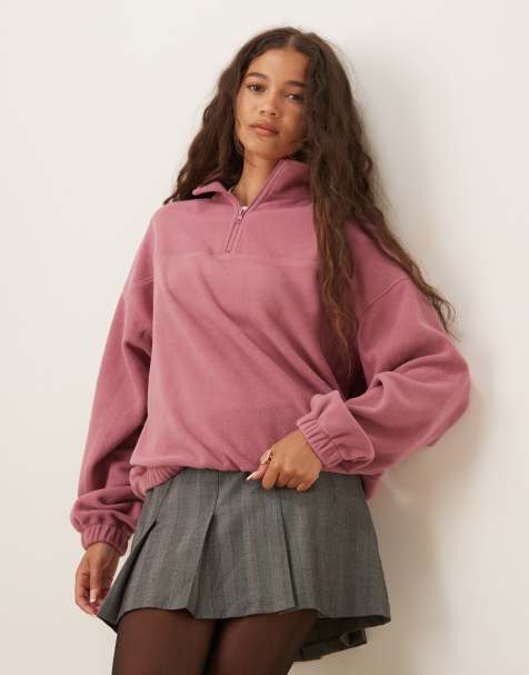 ASOS DESIGN half zip polar fleece in rose pink