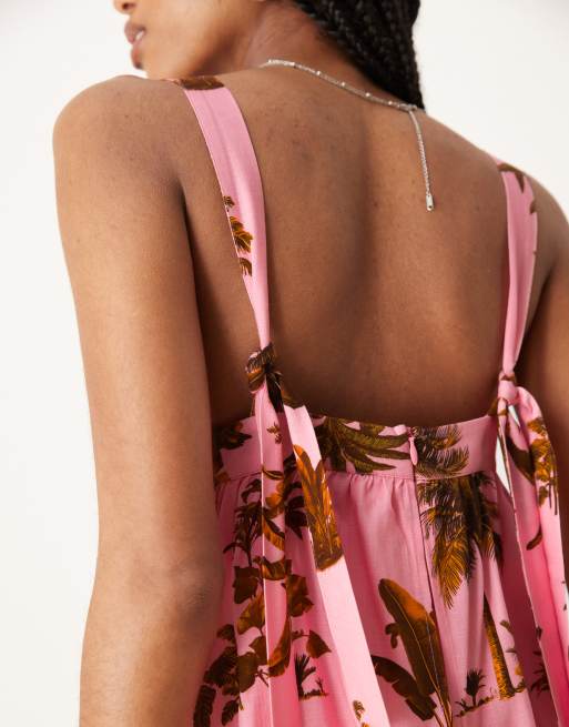 ASOS DESIGN – Różowa dwuwarstwowa sukienka mini w palmy, 4 z 4