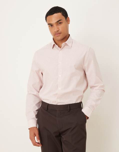 ASOS DESIGN formal check regular shirt in pink