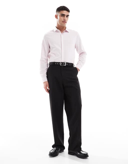 ASOS DESIGN – Różowa fakturowana elegancka koszula o regularnym kroju z zasłoniętymi guzikami, 4 z 4