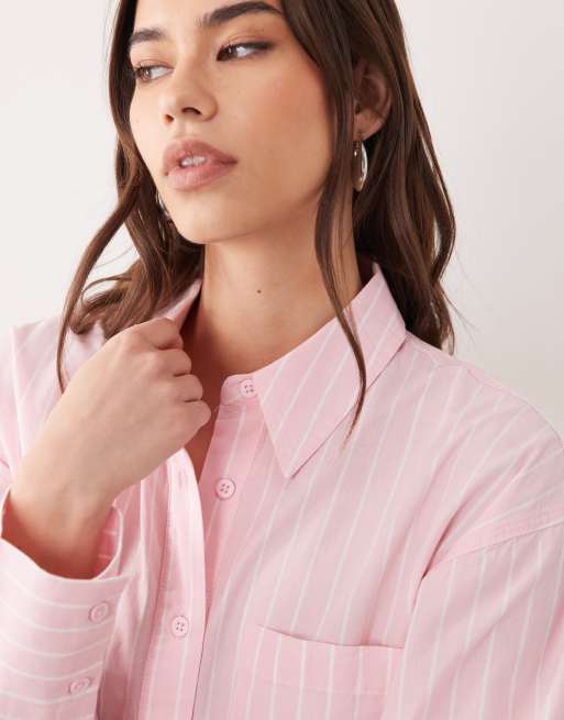 ASOS DESIGN – Różowa klasyczna bawełniana koszula w paski, 3 z 4