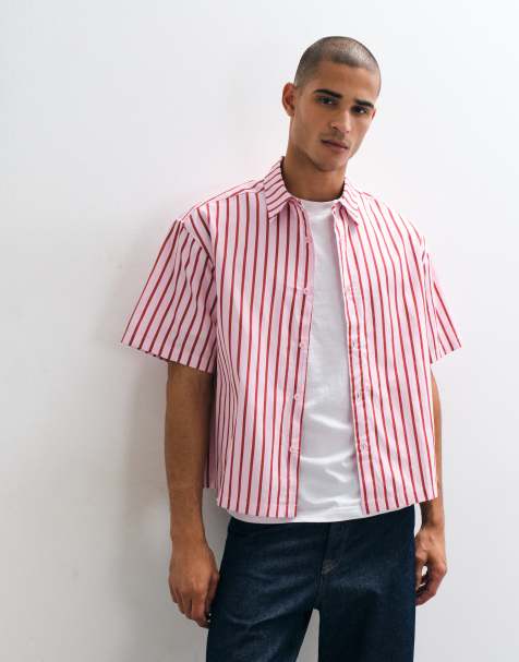 ASOS DESIGN – Różowa koszula oversize o pudełkowym kroju w paski - view 1