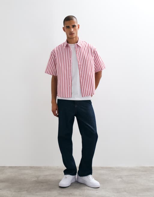 ASOS DESIGN – Różowa koszula oversize o pudełkowym kroju w paski, 3 z 5