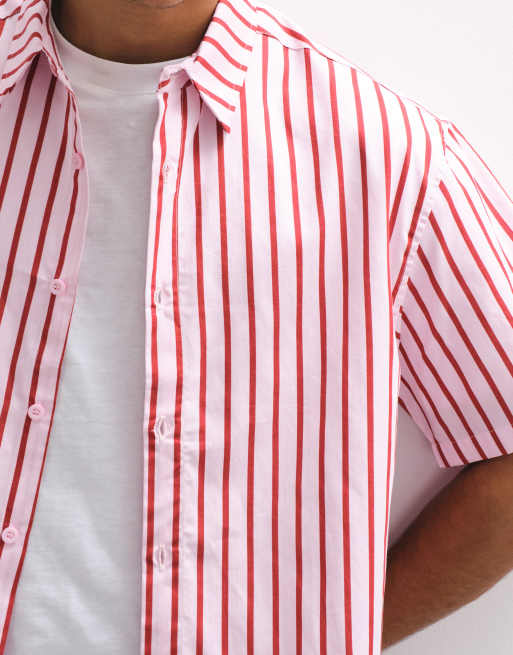 ASOS DESIGN – Różowa koszula oversize o pudełkowym kroju w paski, 4 z 5