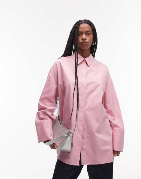 ASOS DESIGN – Różowa koszula z popeliny z szerokimi rękawami - view 1