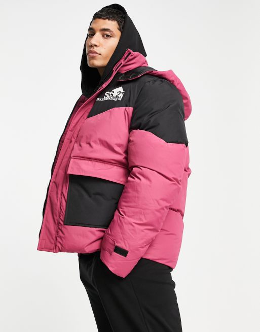ASOS DESIGN – Różowa kurtka ocieplana z kontrastową wstawką