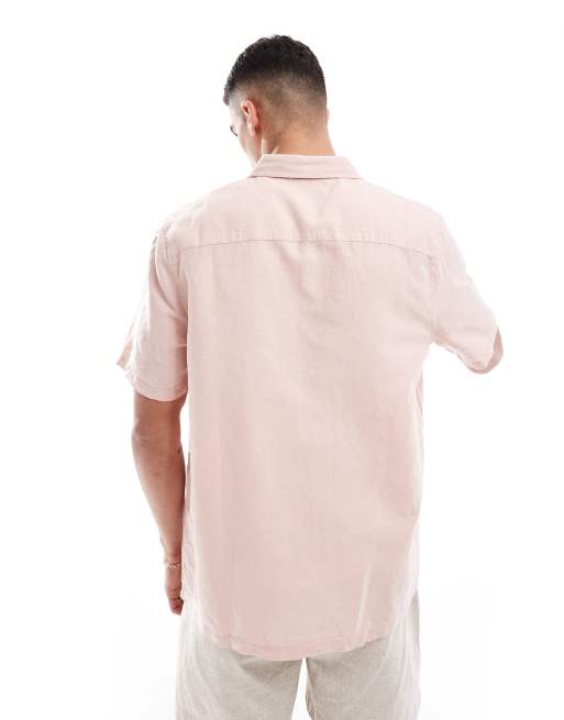 ASOS DESIGN – Różowa luźna koszula z mieszanki lnu, 2 z 4