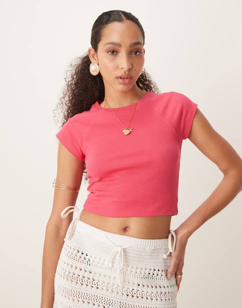 ASOS DESIGN – Różowa raglanowa krótka koszula - view 1