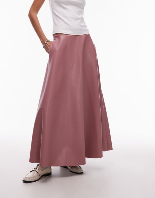 ASOS DESIGN – Różowa spódnica z pełnego koła z poliuretanu, 6 z 6