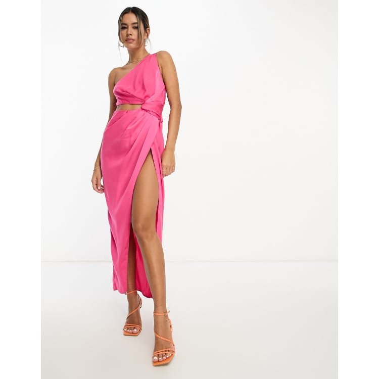 ASOS DESIGN – Różowa sukienka midaxi z wycięciami i
