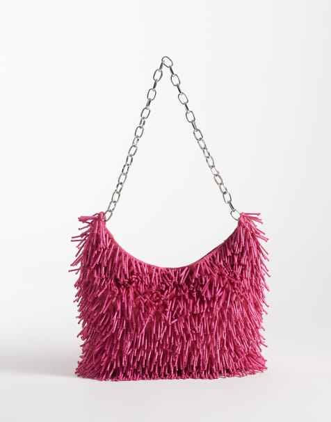 ASOS DESIGN – Różowa torebka na ramię zdobiona koralikami - view 1