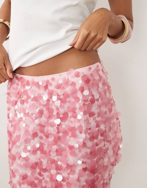 ASOS DESIGN – Różowa warstwowa spódnica mini z cekinami, 3 z 5