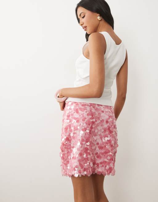 ASOS DESIGN – Różowa warstwowa spódnica mini z cekinami, 4 z 5