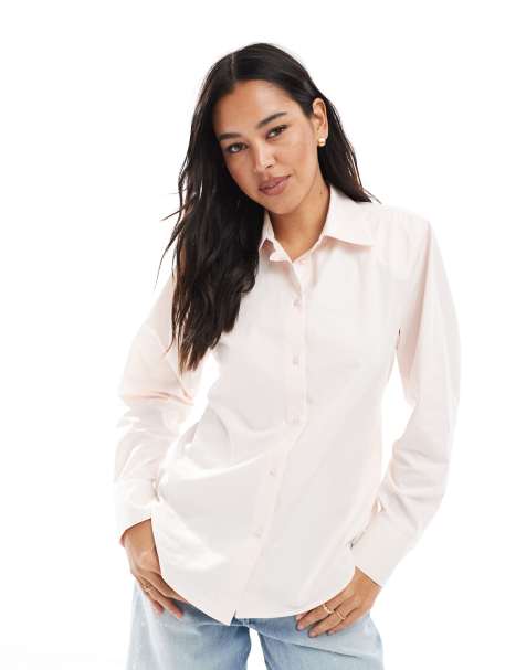 ASOS DESIGN – Różowa wiązana na plecach koszula z poduszkami na ramionach - view 1