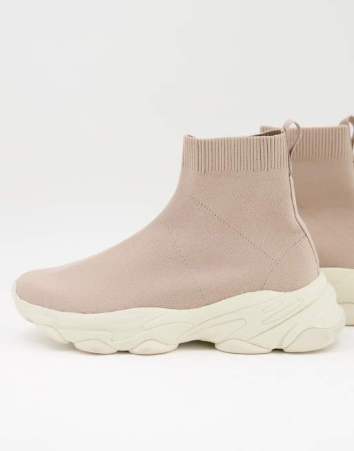 ASOS DESIGN – Różowe buty sportowe z cholewką z dzianiny