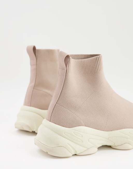 ASOS DESIGN – Różowe buty sportowe z cholewką z dzianiny, 4 z 4