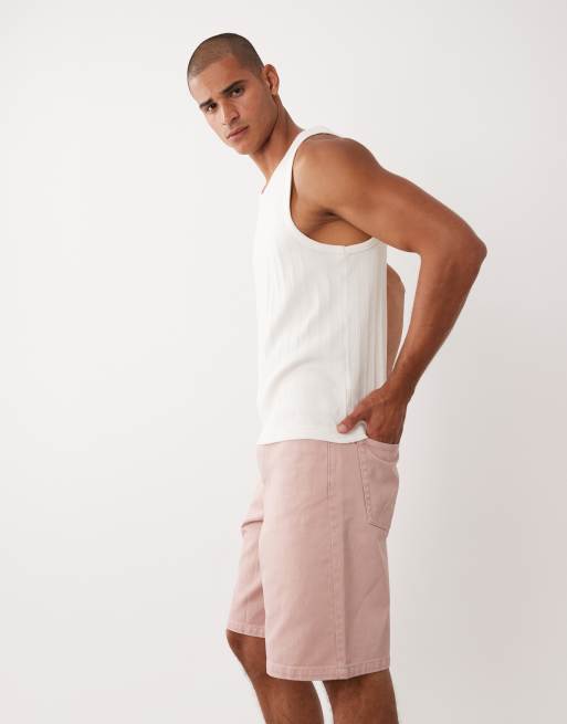ASOS DESIGN – Różowe jeansowe jortsy o luźnym kroju , 3 z 5