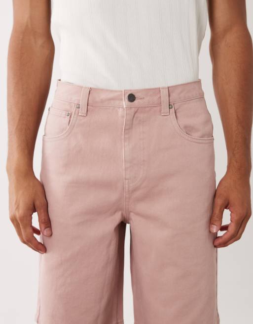 ASOS DESIGN – Różowe jeansowe jortsy o luźnym kroju , 4 z 5