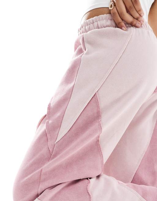 ASOS DESIGN – Różowe joggersy z prostymi nogawkami w patchworkowy wzór, część zestawu, 3 z 5