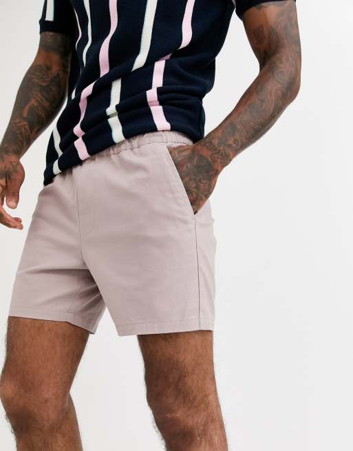 ASOS DESIGN – Różowe krótkie szorty chinosy  o obcisłym kroju z elastycznym pasem