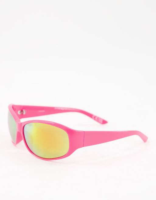 ASOS DESIGN – Różowe przylegające okulary przeciwsłoneczne w stylu lat 90.