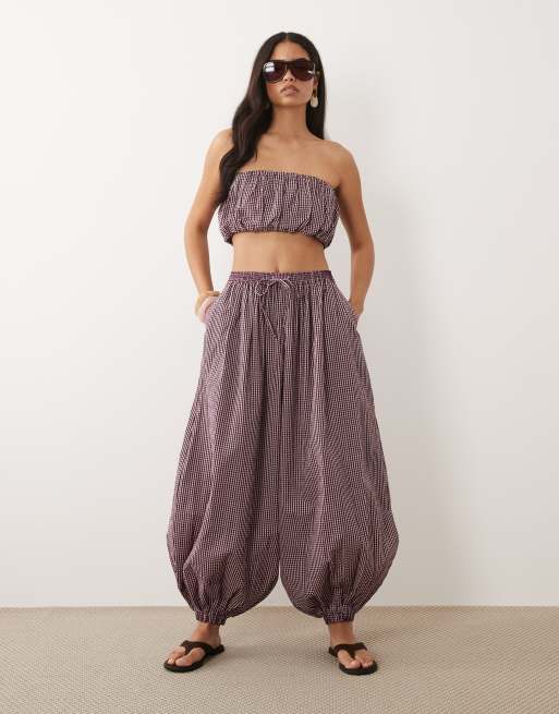 ASOS DESIGN – Spodnie z balonowymi nogawkami w kratkę vichy, część zestawu, 2 z 3