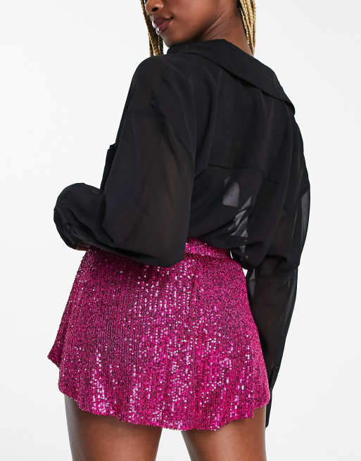 ASOS DESIGN – Różowe zwiewne szorty zdobione cekinami, 2 z 4