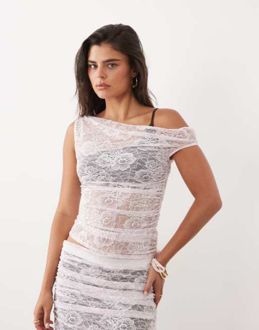 ASOS DESIGN – Różowo-brązowy koronkowy zestaw z blokami kolorów, 3 z 3