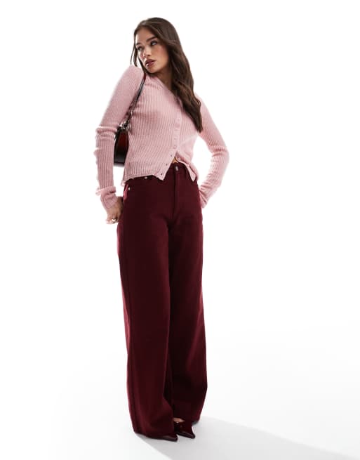 ASOS DESIGN – Różowy kardigan z zabudowanym dekoltem w szpic, 2 z 4
