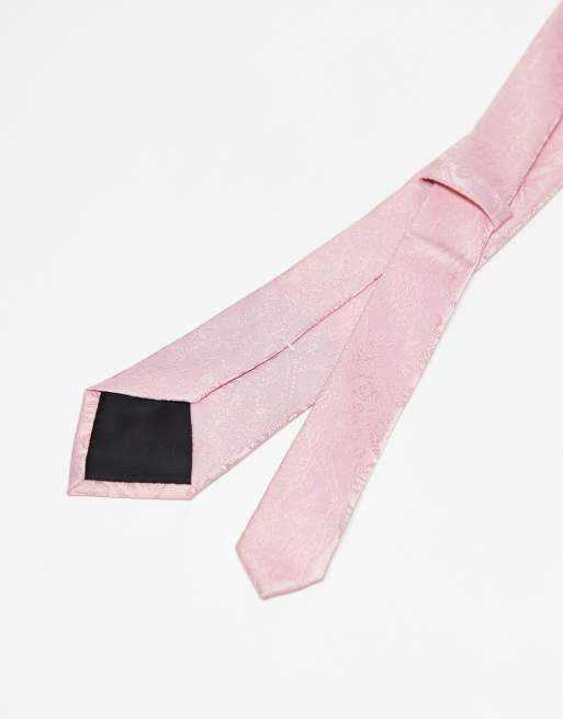 ASOS DESIGN – Różowy krawat we wzór z motywem róży, 3 z 3