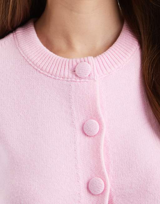 ASOS DESIGN – Różowy krótki i dopasowany kardigan z dzianiny, 2 z 4
