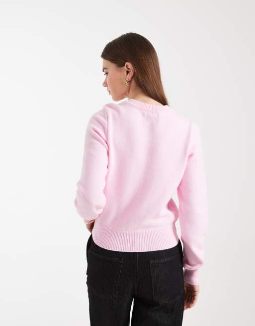 ASOS DESIGN – Różowy krótki i dopasowany kardigan z dzianiny, 3 z 4