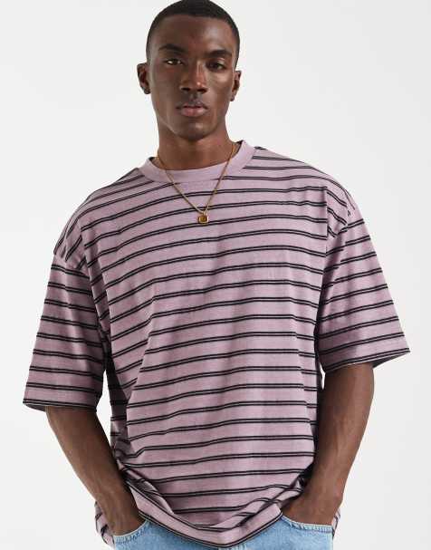 ASOS DESIGN – Różowy sprany T-shirt oversize w paski - view 1