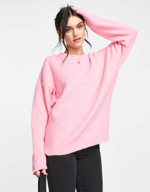 ASOS DESIGN – Różowy sweter oversize z obszernymi rękawami