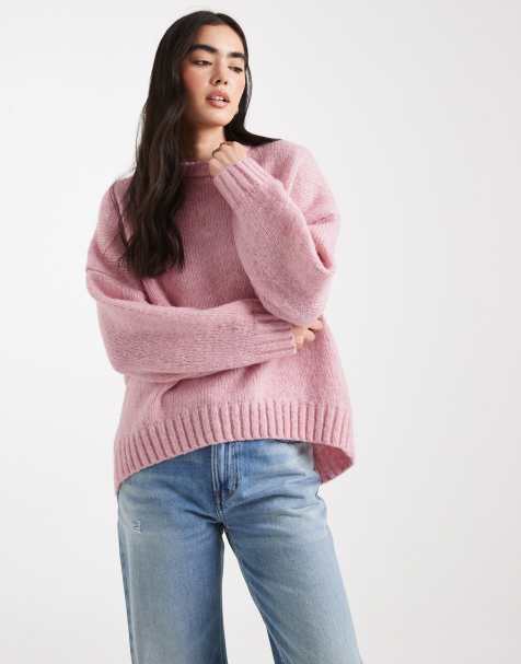 ASOS DESIGN – Różowy sweter oversize z okrągłym dekoltem - view 1