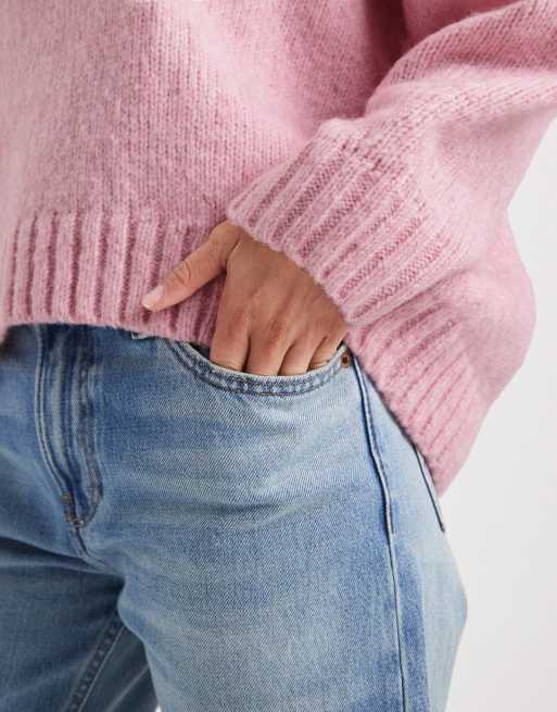 ASOS DESIGN – Różowy sweter oversize z okrągłym dekoltem, 2 z 4
