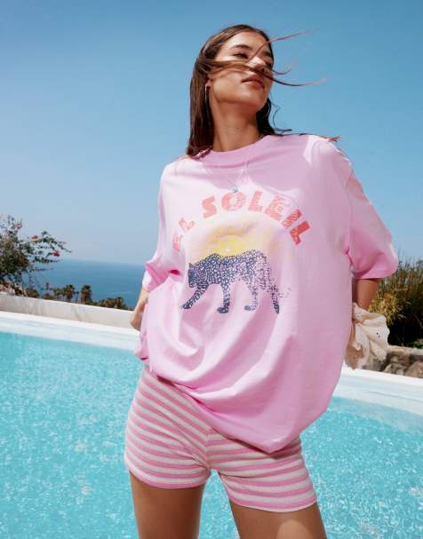 ASOS DESIGN – Różowy T-shirt oversize z grafiką „El Soleil” - view 1