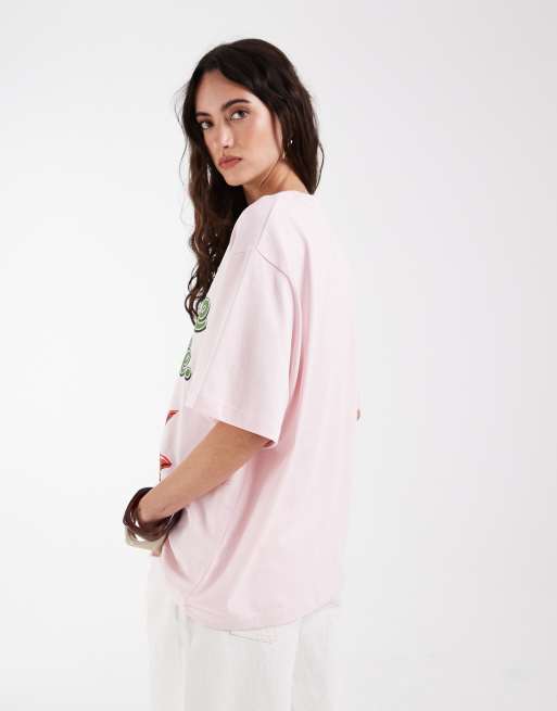 ASOS DESIGN – Różowy T-shirt oversize z grafiką z pikantnym chilli, 4 z 4