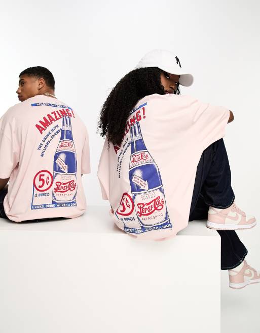 ASOS DESIGN – Różowy T-shirt oversize z nadrukiem Pepsi w stylu vintage