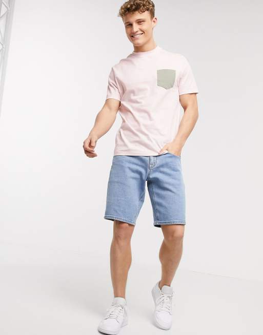 ASOS DESIGN – Różowy T-shirt z kontrastową kieszonką , 4 z 4